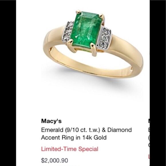 EMERALDāStoneĀ andāDiamondāAccentsā14ākāgold - Picture 4 of 4